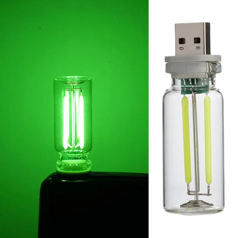 Car USB Night Light Touch control Dimmable LED Filament Lamp USB Plug and Play Decorative Atmosphere Light for Car Bedroom Quake C