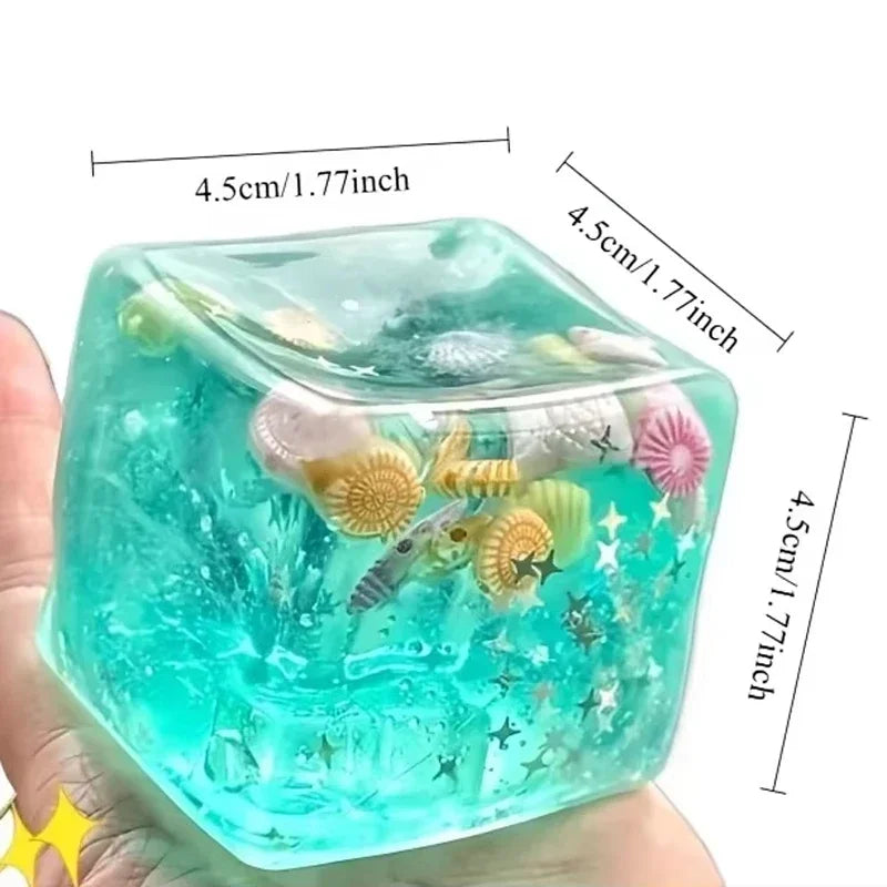 Squishy Maltose Cubes Fidget Toy Super Soft Transparent Star Squeeze Toy Ocean Sensory Anti-stress Toy for Friend Christmas Gift Quake