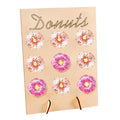 Doughnut Sweet Cart Treat Stand Wooden Donut Plank Rack with 9 Pegs Dessert Board Cake Stand Decoration for Bridal Shower Quake Default Title