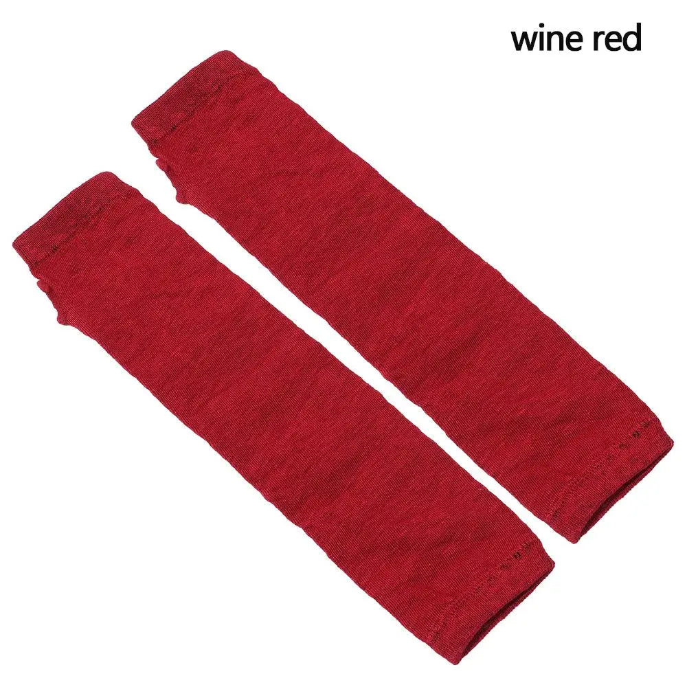 Striped Cotton Long Sleeve Fingerless Long Gloves Handschoenen Wristband Arm Warmer Elbow Mittens Quake wine red