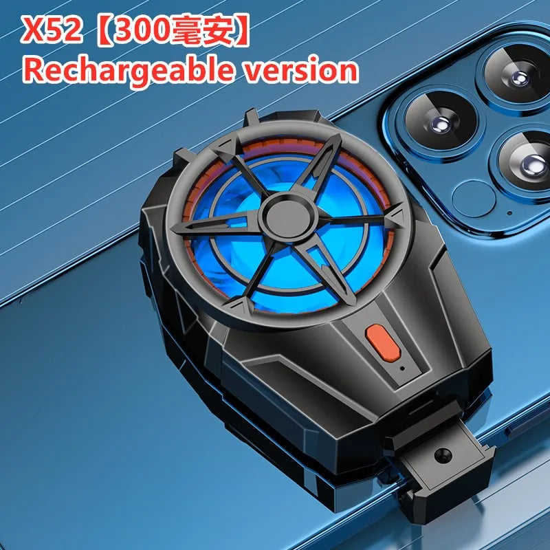 300Mah rechargeable mobile phone air cooler X52 Mobile phone cooling fan Mobile phone radiator back clip for iPhone Samsung Quake X52 300Mah Black