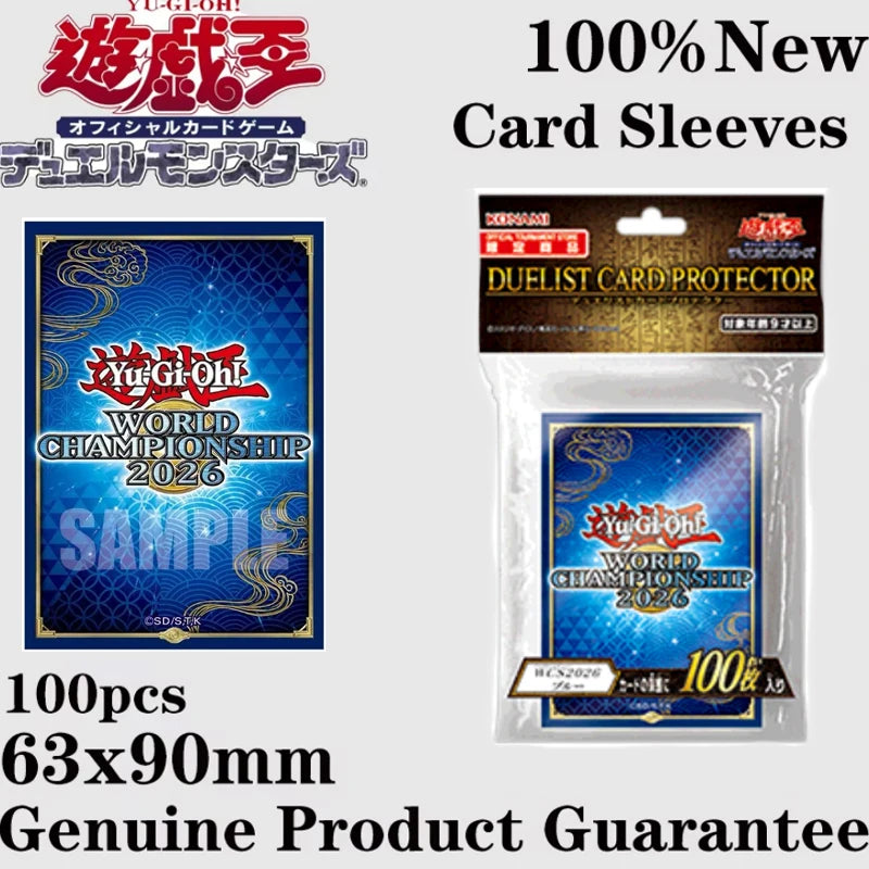 2026 New Yu-Gi-Oh World Championship 2026 Limited Blue Card Sleeves 100Pcs 63x90mm Anime Protective Card Covers Collectible Gift Quake