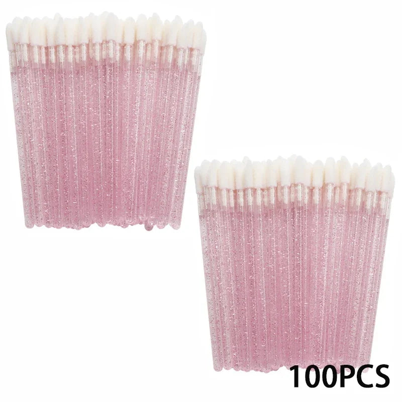 Applicator Wands Wholesale Disposable Lip 100/300PCS Brush Makeup Brushes Lipstick Eyelashes Extension Tool Beauty Accessories Quake TransparePink 100pcs