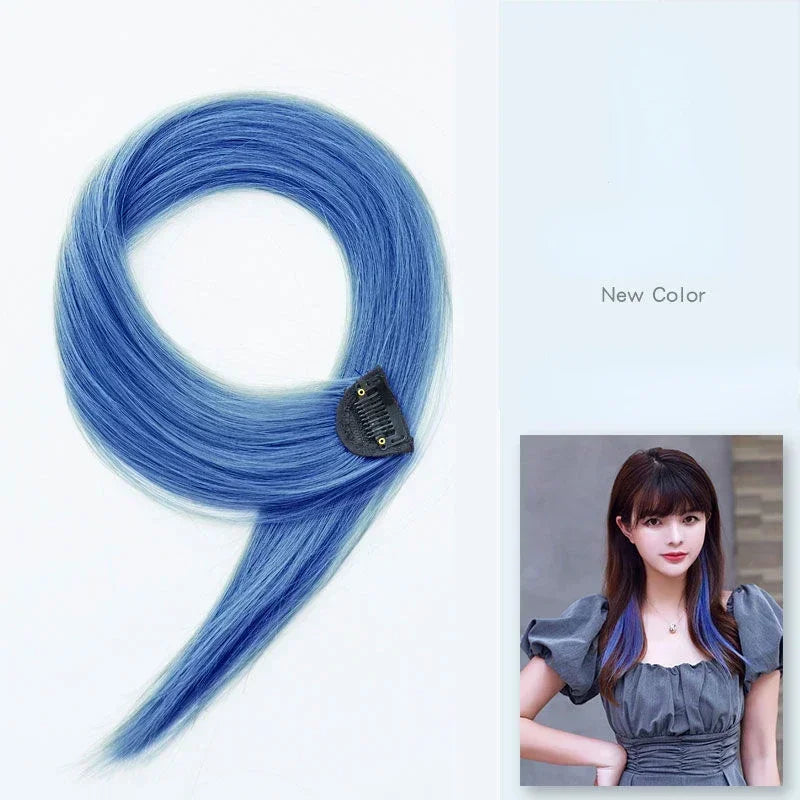 DIY Colored Hair Styling Clips Long Straight Hanging Ear Hairpin Hairpieces Women Natural Hair Braiding Clip Fake Hair Piece Quake SJL