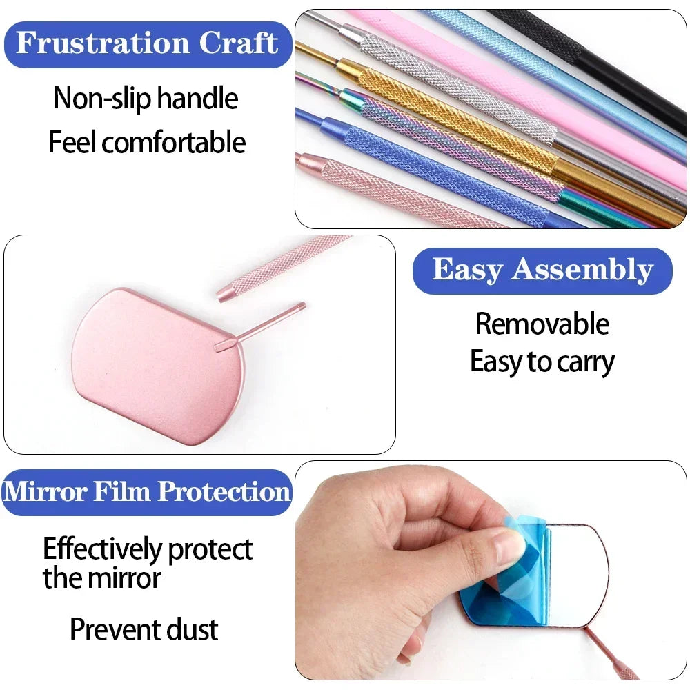 vvocci Extension Supplies Checking False Eyelash Mirror Large Stainless Steel Magnifying Makeup Mirror Dental Mouth Mirror Lash Quake