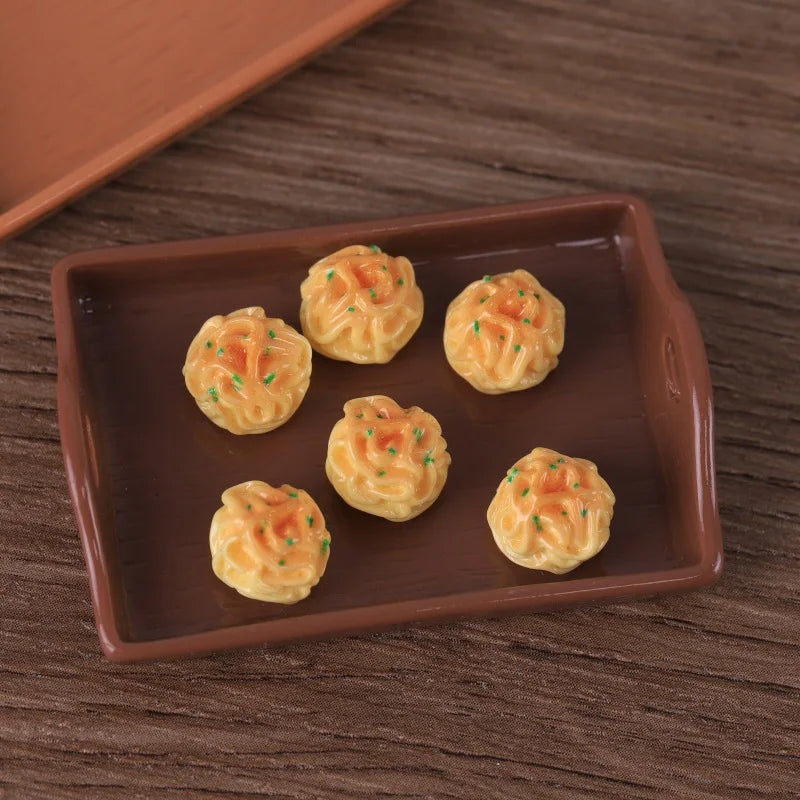 50Pcs Simulation Food Play Dumplings Steamed Bread Dessert Resin Cabochon Miniature Fake Food For Crafts DIY Dollhouse Accessory Quake No.8