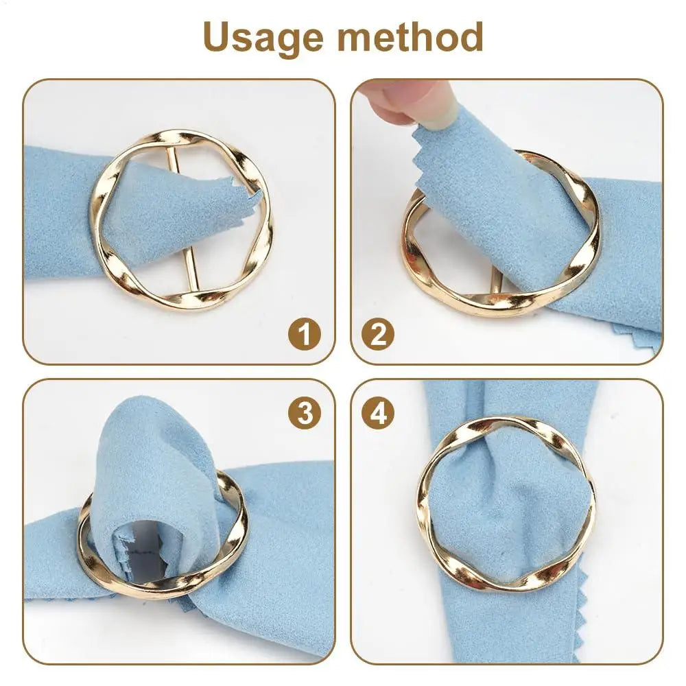 Silk Scarf Ring Clip Metal 4 Pieces Scarf Buckle Elegant Secure Classic Women Fashion Metal Buckle for Formal Business Meeting Quake