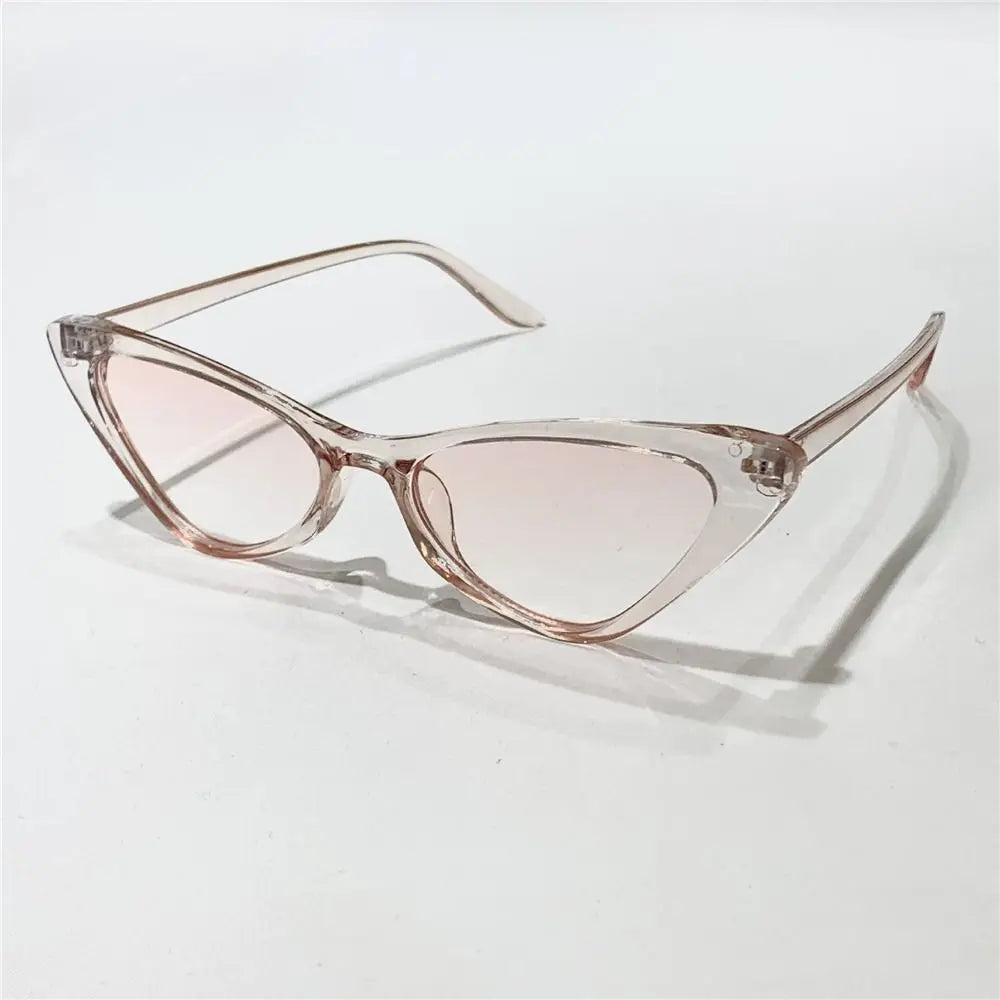 Vintage Small Frame Cat Eye Sunglasses UV400 Protection Trendy Retro Shades Streetwear Accessories for Women Quake Light Pink
