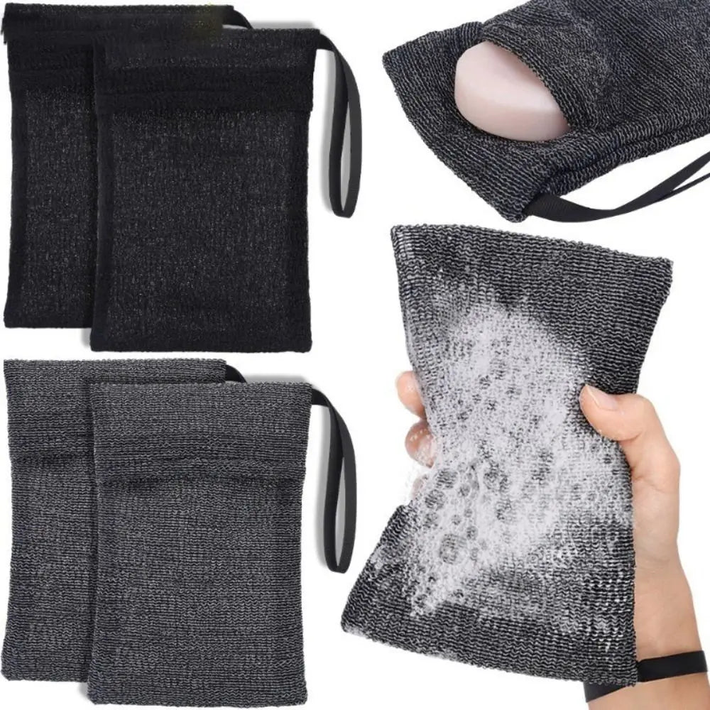 Portable Foam Net High Quality Bathroom Accessories Double Layer Nylon Soap Bag Hangable Thickened Shower Shampoo Holder Quake