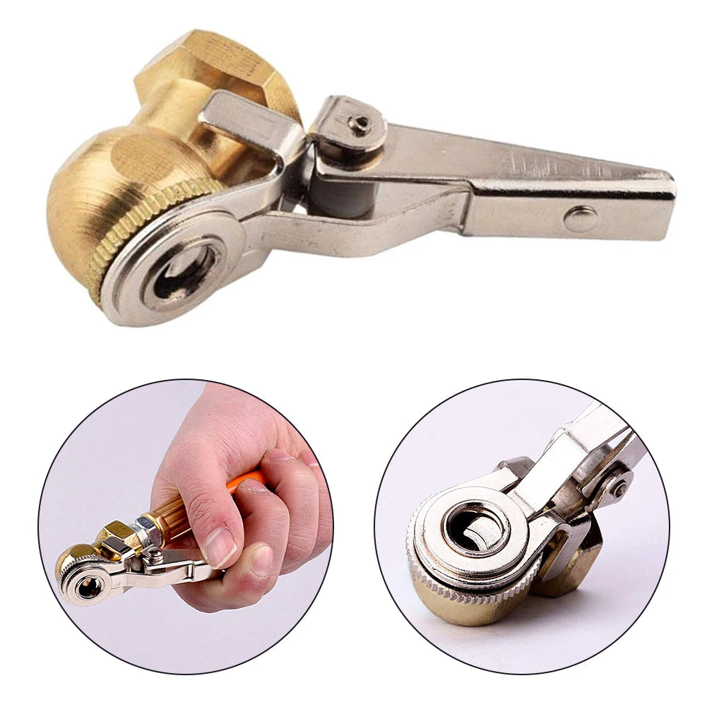 Tire Inflator Valve Connector 1/4 Inch NPT Female Thread Hose Barb Clip-On Chuck For Car Tyre Inflation With Heavy Duty Spring Quake
