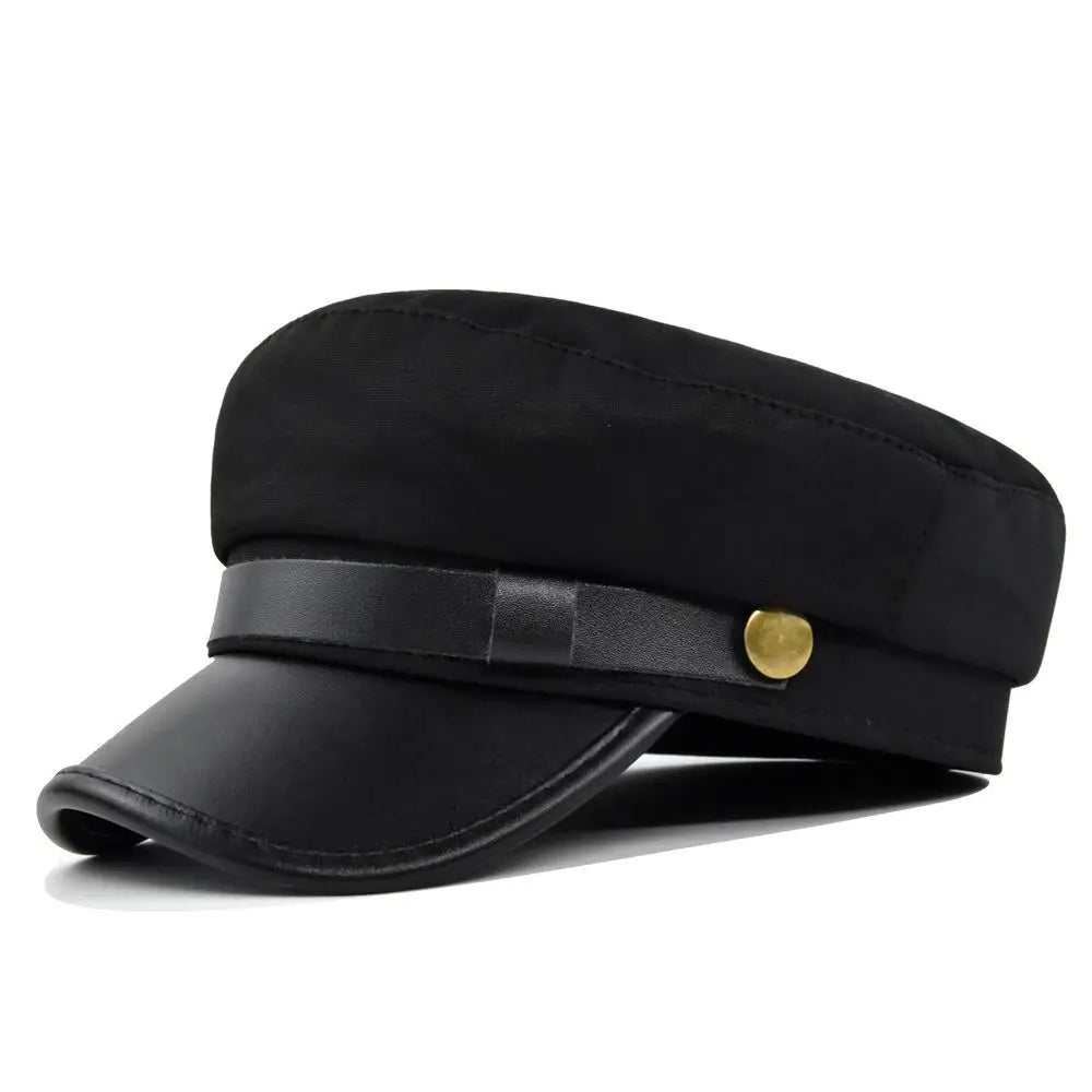 Flat Cap Vintage Navy Cap British Style Octagonal Hat Beret Hats Duck Tongue Cap Newsboy Hat Flat Peaked Caps Women Men Quake Black