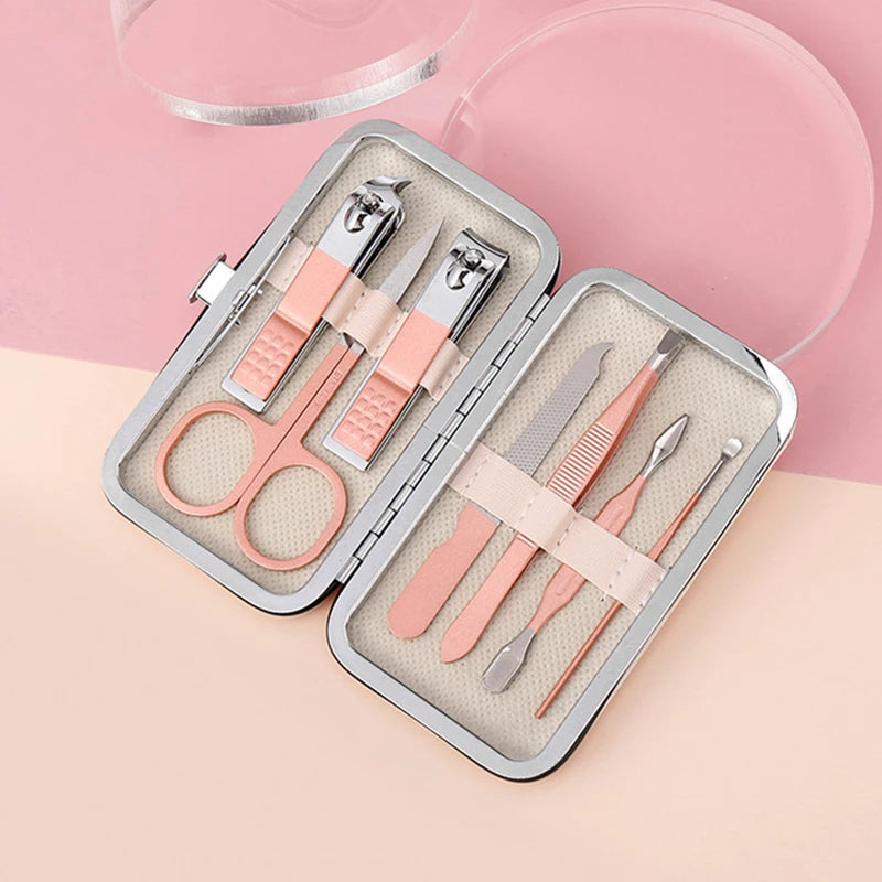 7/10Pcs Rose Gold Stainless Steel Manicure Tool Kit Nail Clippers Pedicure Knife Scissor Tweezer Manicure Tool Suit Quake