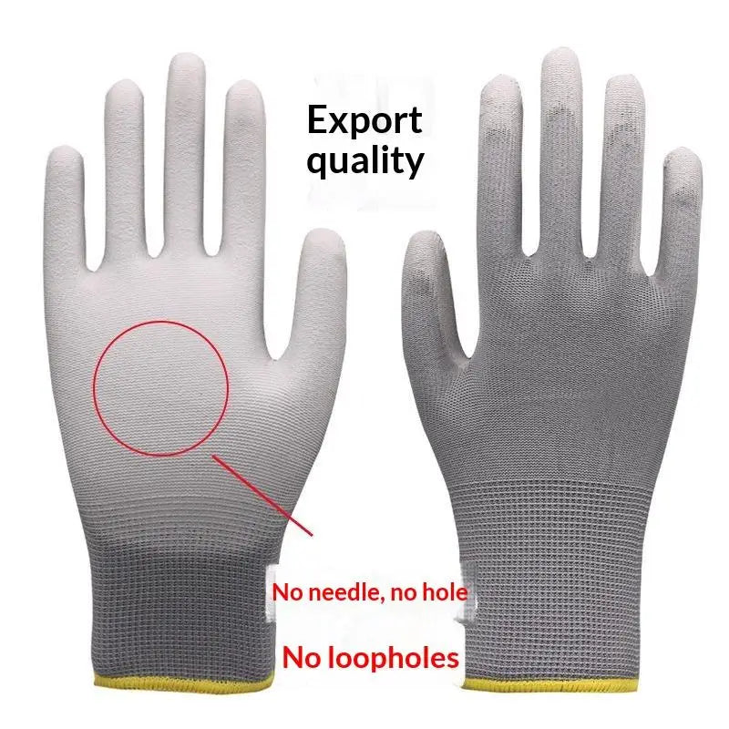 1 Pair Black Coating Gloves Nylon PU Gloves Woodworking Horticulture Automobile Maintenance Anti Slip And Dustproof Daily Use Quake Grey-M