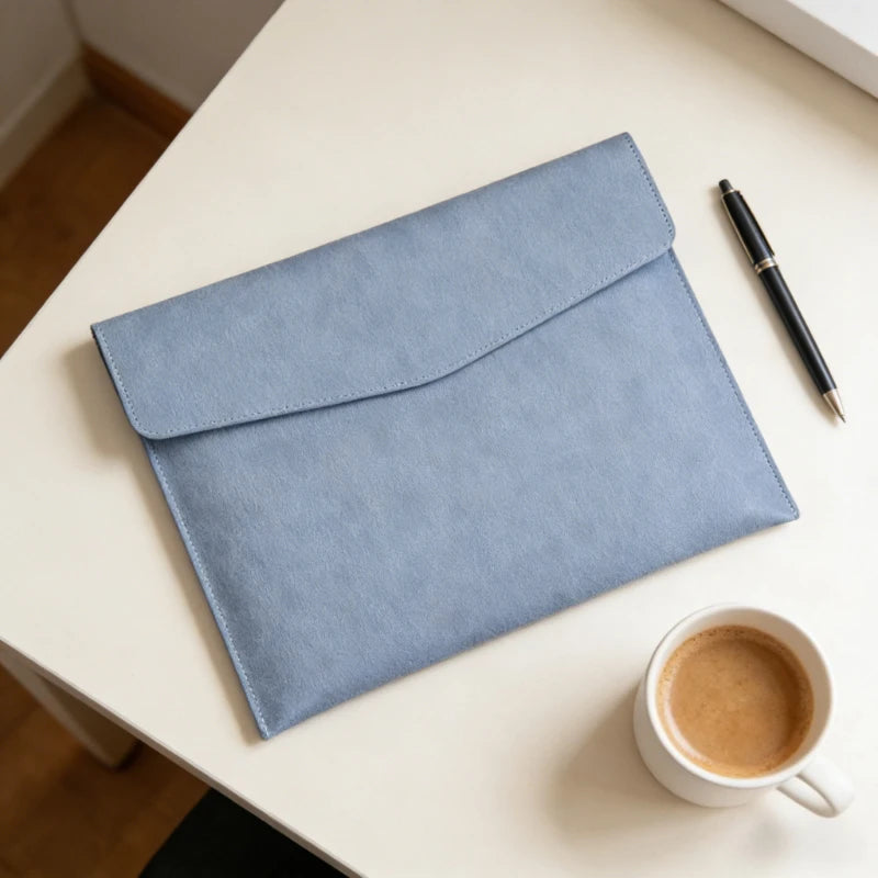 1pc Faux Leather Document Bag Business Information Bag A4 Folder Portable Storage Bag for School & Office Supplies Quake