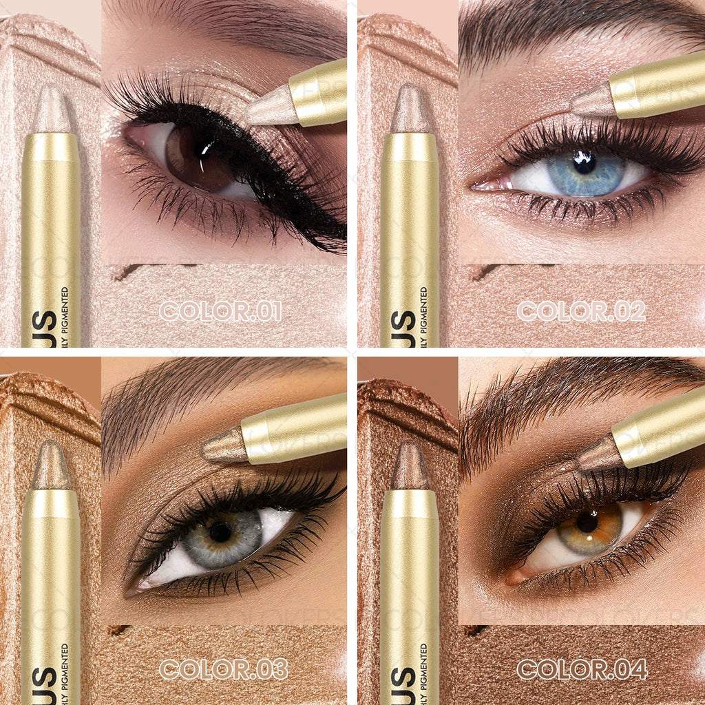 1 Pc Shimmer Eyeshadow Stick, Dual-ended Eyeshadow Pen, with Brush, Eye-catching Eye Makeup High Color Rendering, Concert Makeup Quake