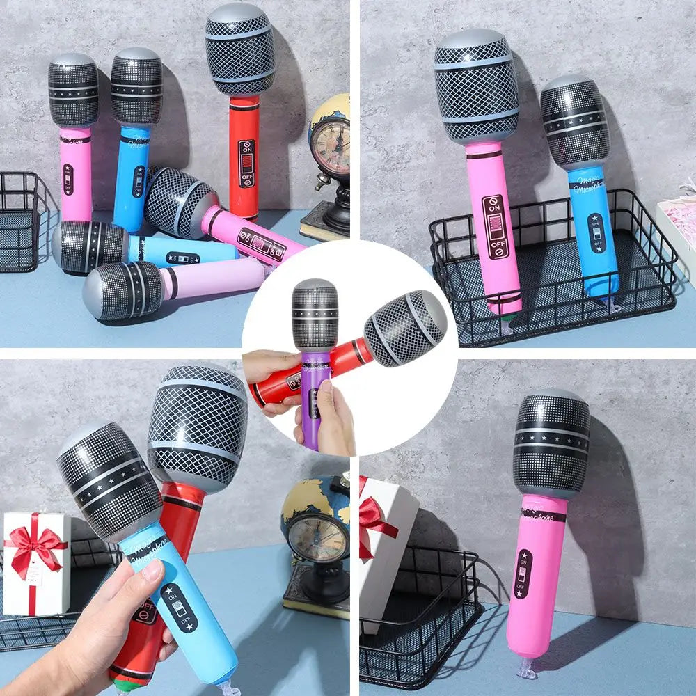 12Pcs Gifts Role Play Stage Birthday Decoration Blow Up Inflated Inflatable Microphones Photo Props Quake