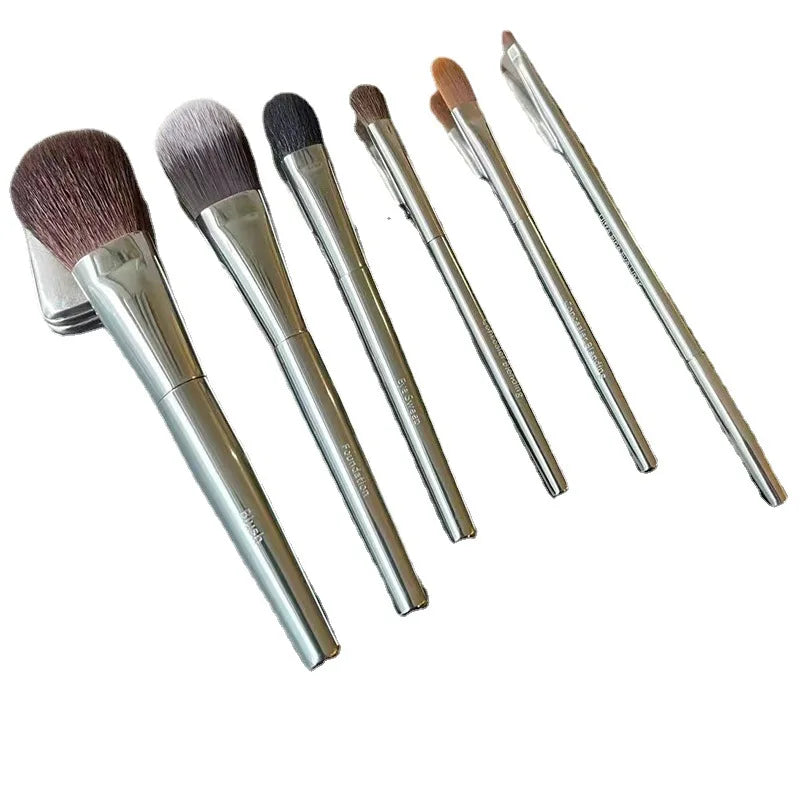 BB Series Silver 6pcs Makeup Brushes Set Foundation Loose Powder Concealer Eyeshadow Brush Cosmaetic Tools For Beauty Quake 6pcs Set