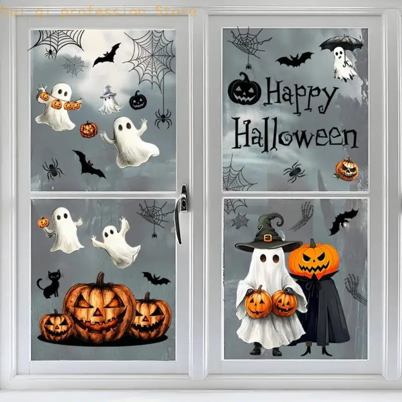 Removable Halloween Glass Panel Decals Electrostatic PVC Sticker, Seasonal Clings foHousehold Display Areas H8WE Quake