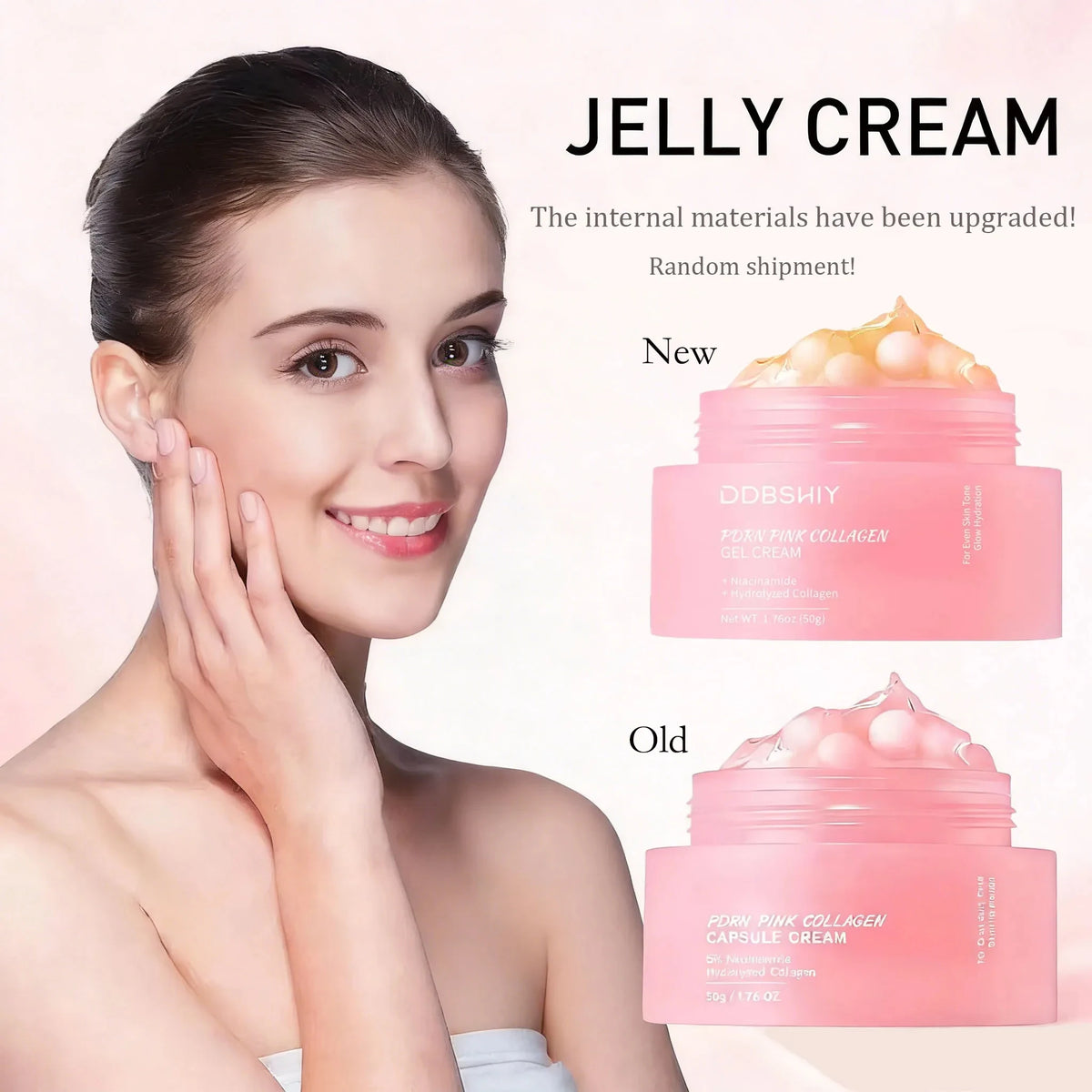 Korean PDRN Pink Collagen Capsule Cream with Niacinamide Cream for Uneven Skin Tone Lightweight Face Moisturizer Non Greasy care Quake