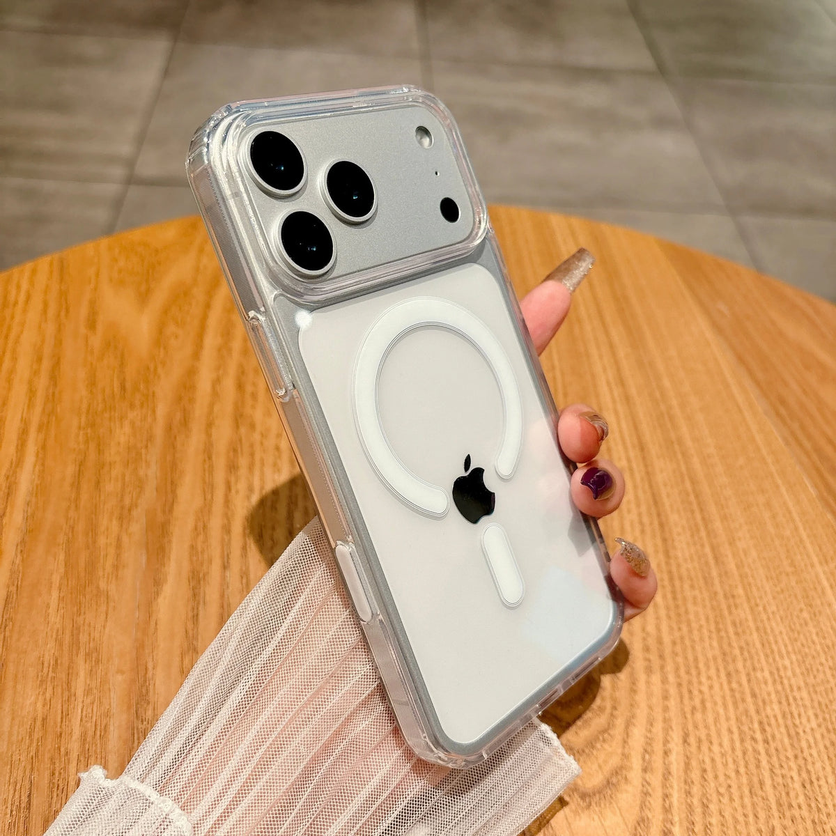 With Camera Touch Button Magnetic Clear Case For iPhone 17 Pro Max / Pro /Air MagSafe Compatible Hard PC Protective Cover Quake Transparent iPhone17 Pro Max