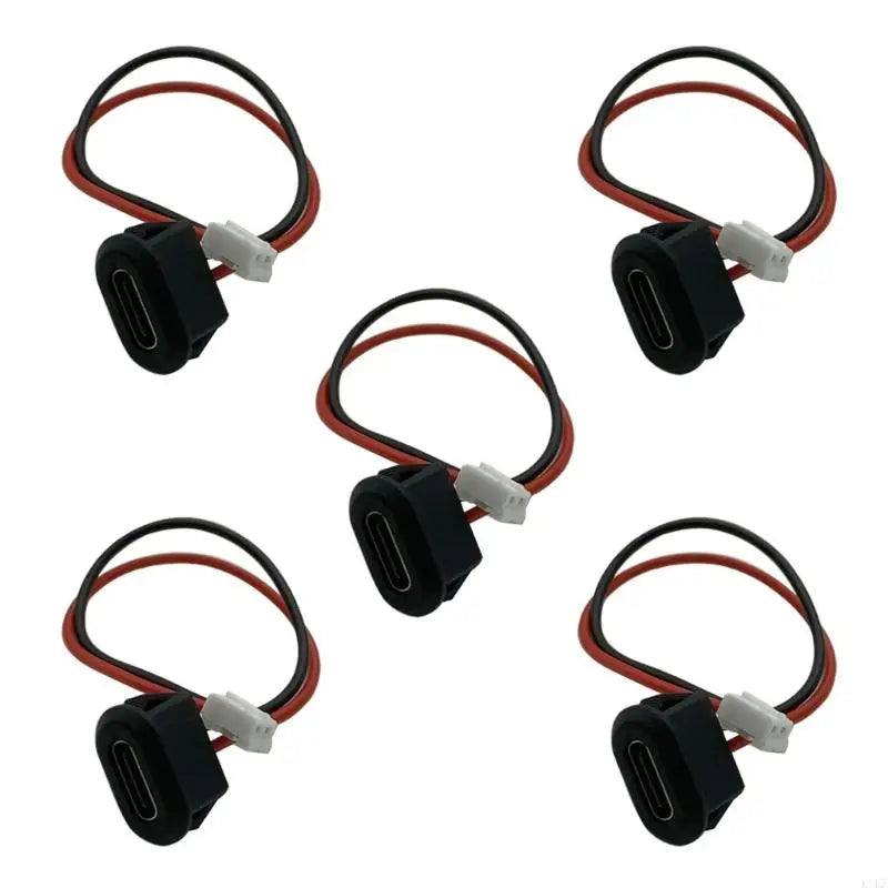 Type C Female Charging Port Replacement Part Pack of 5 with 2-Wire Pigtail for Repair Work and Electronics Service Tasks K1KF Quake Black CN
