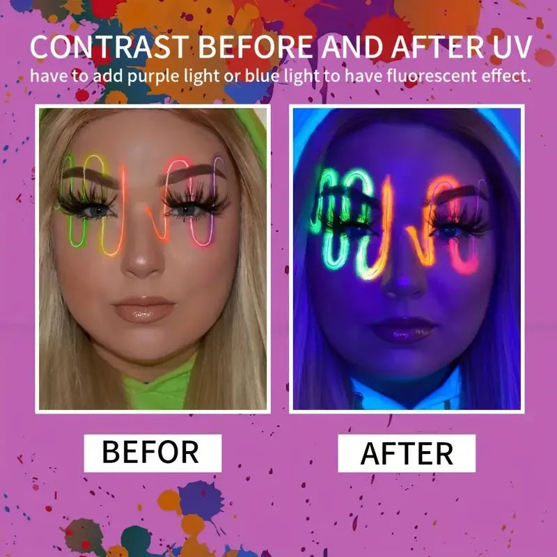 Face Body PaintingWater Soluble Colour UV Eyeliner PaletteLuminous EyelinerQuick DryingNon-Smudge Body Painting Art Cream Makeup Quake