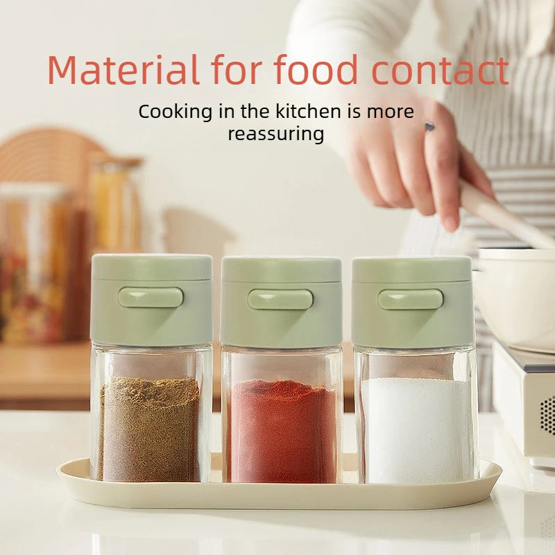 Press Type Quantitative Spice Shaker 0.5g Precise Salt Dispenser Moisture-proof Sealed Glass Seasoning Bottle for Kitchen Quake