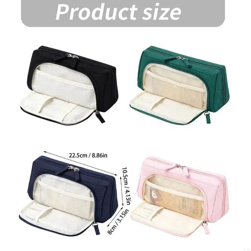 Multi Compartment Pencil Case with Visible Interior Pocket and Sectioned Storage for School, Office, Drawing, and K1KF Quake