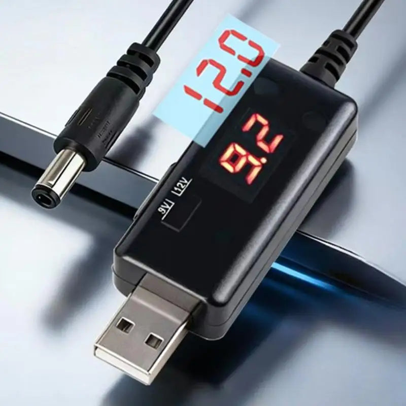 Adjustable DC5V to USB9V 12V Converter Cable for Small Electronics, LED Lights, Daily Backup, Desk, Travel, and Home K1KF Quake