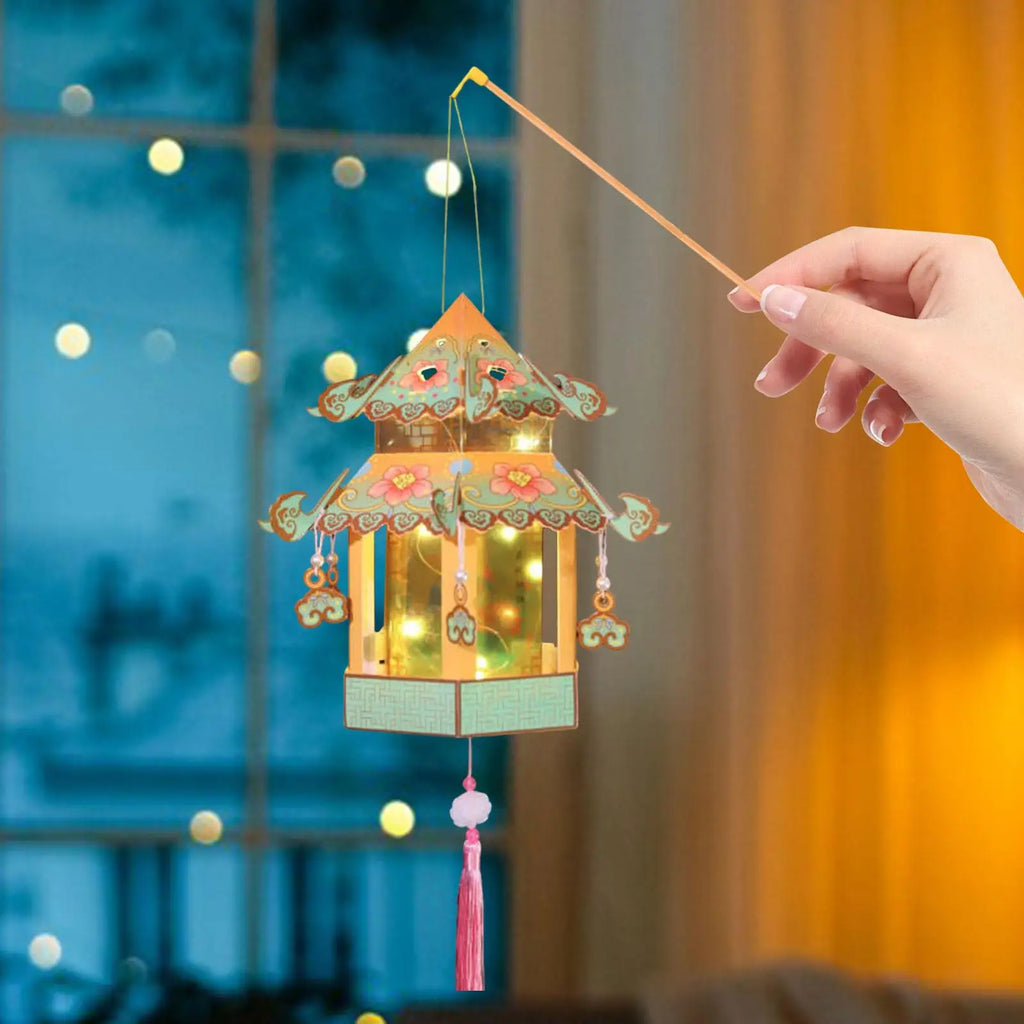 Chinese Lantern Craft Hanging Lantern Decoration Light Portable Lantern for Birthday Events Chinese Festive New Year Decor Party Quake Style D