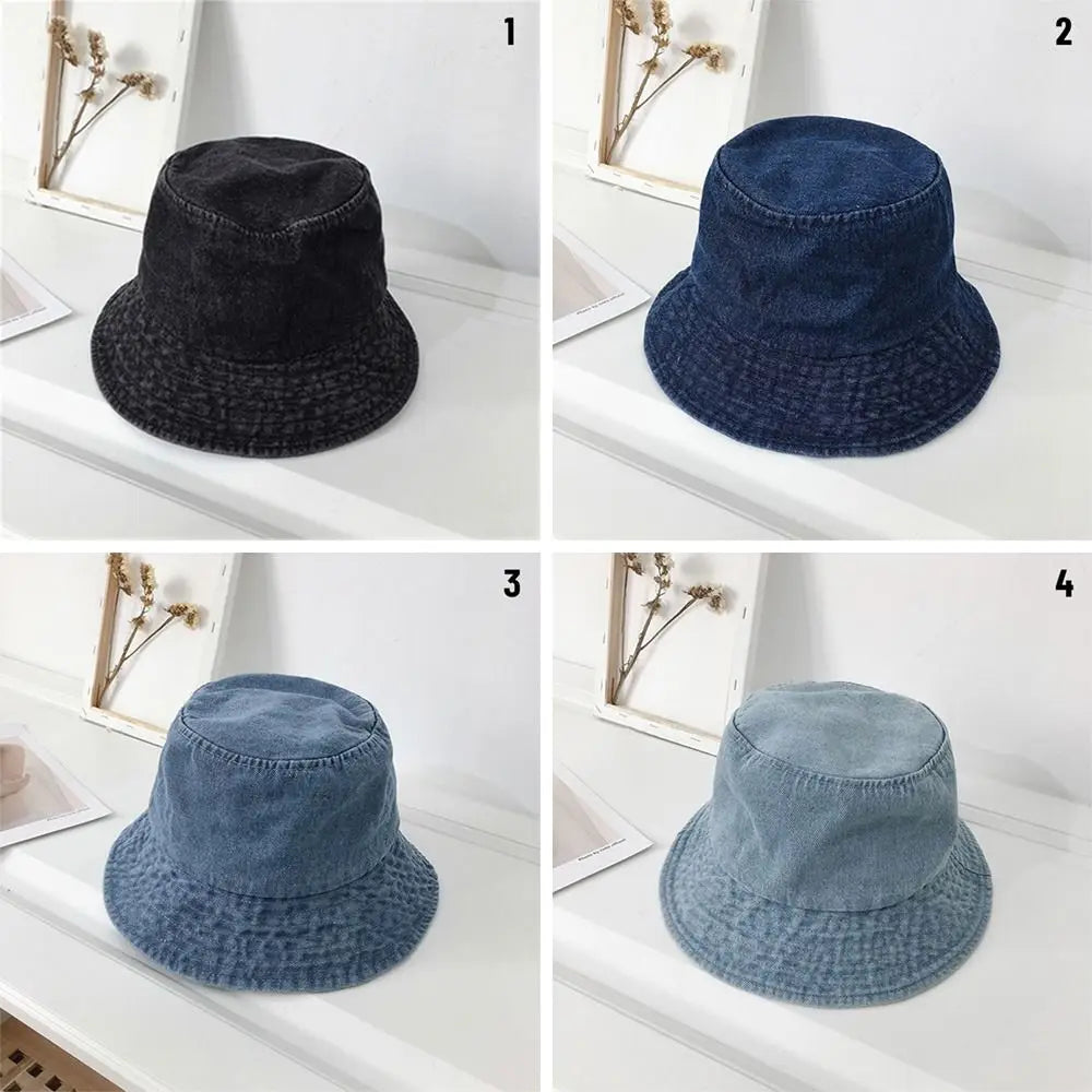 New Unisex Cotton Bucket Hats Solid Color Summer Sunscreen Panama Hat Multicolors Fabric Sunbonnet Quake