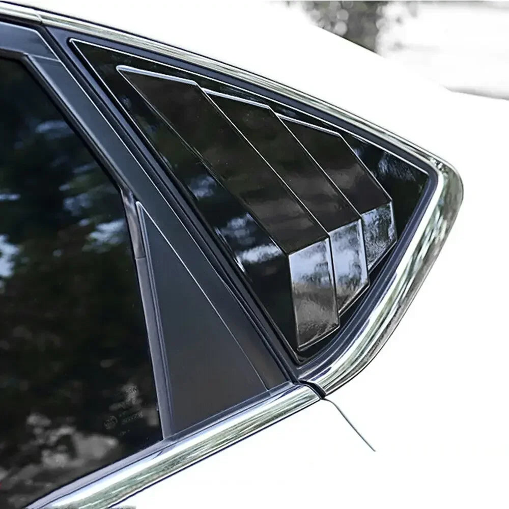 For Nissan Sentra Sedan 2013-2019 Car Rear Louver Window Side Shutter Cover Trim Sticker Vent Scoop ABS Carbon Fiber Gloss Black Quake