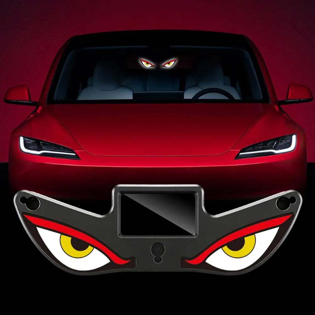 Solar Powered Demon Eye Neon Light Dynamic LED Car Triangle Window Warning Atmosphere Lamp Type C Rechargeable Quake