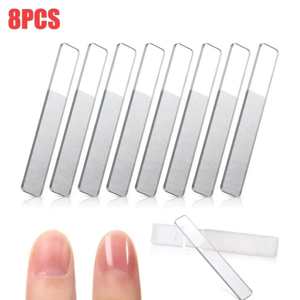 Professional Manic, Glass Nail Shiner 1/8Pcs Crystal Shine Polisher Upgrade Glass Nail File for Natural Nails Nano Nail Buffers Quake M186 8PCS