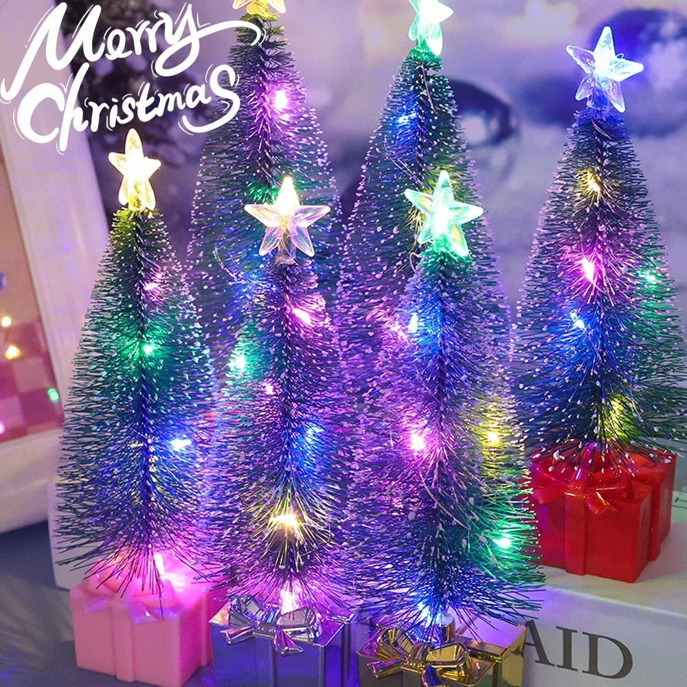 Luminous Mini Christmas Trees LED Lights Home Decoration Electronic Candles Childrens Gifts New Year Christmas Party Ornament Quake