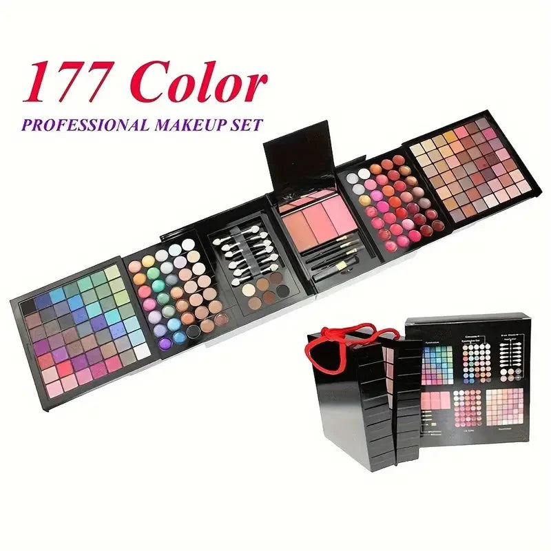 177 Color Makeup Set Including Eyeshadow Palette Blush Lip Gloss Concealer, All-in-One Women's Makeup Set, Complete Set with Mir Quake