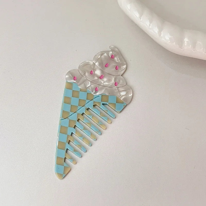 Acetic Acid Wide Tooth Comb Cute Cartoon Animal Detangling Hair Brush Dog Swan Pattern Small Pocket Comb Salon Hair Accessories Quake 20 10.5cmx5cm