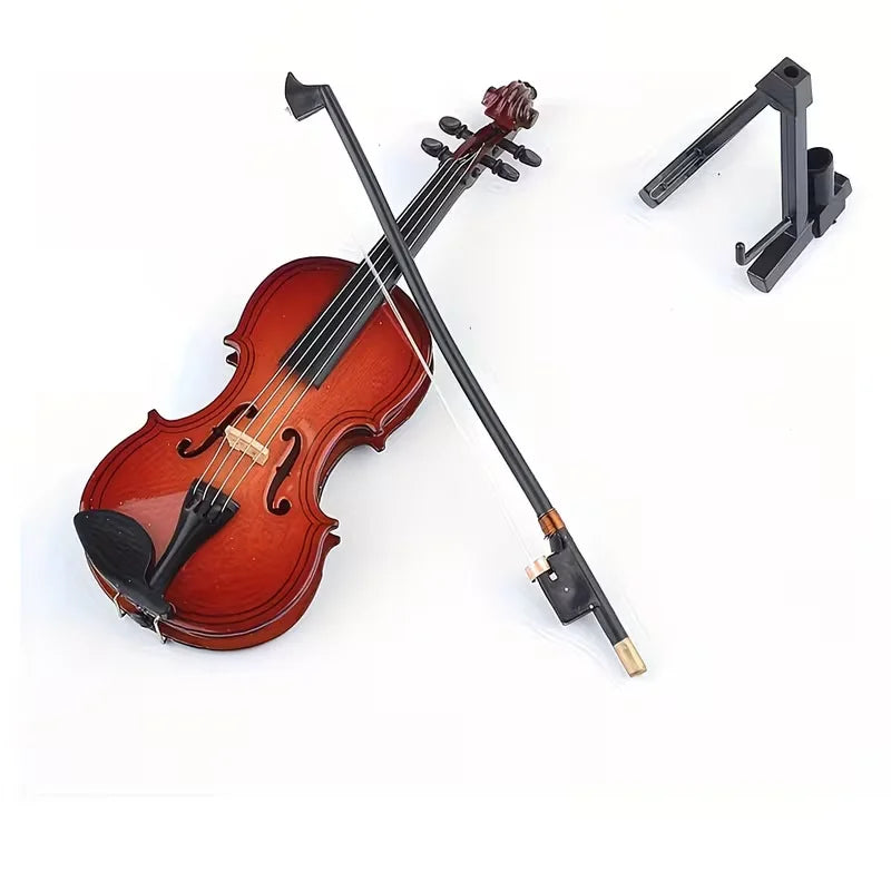 Wooden Musical Instruments Collection Decorative Ornaments Hot Mini Violin With Support Miniature Model Decoration Quake