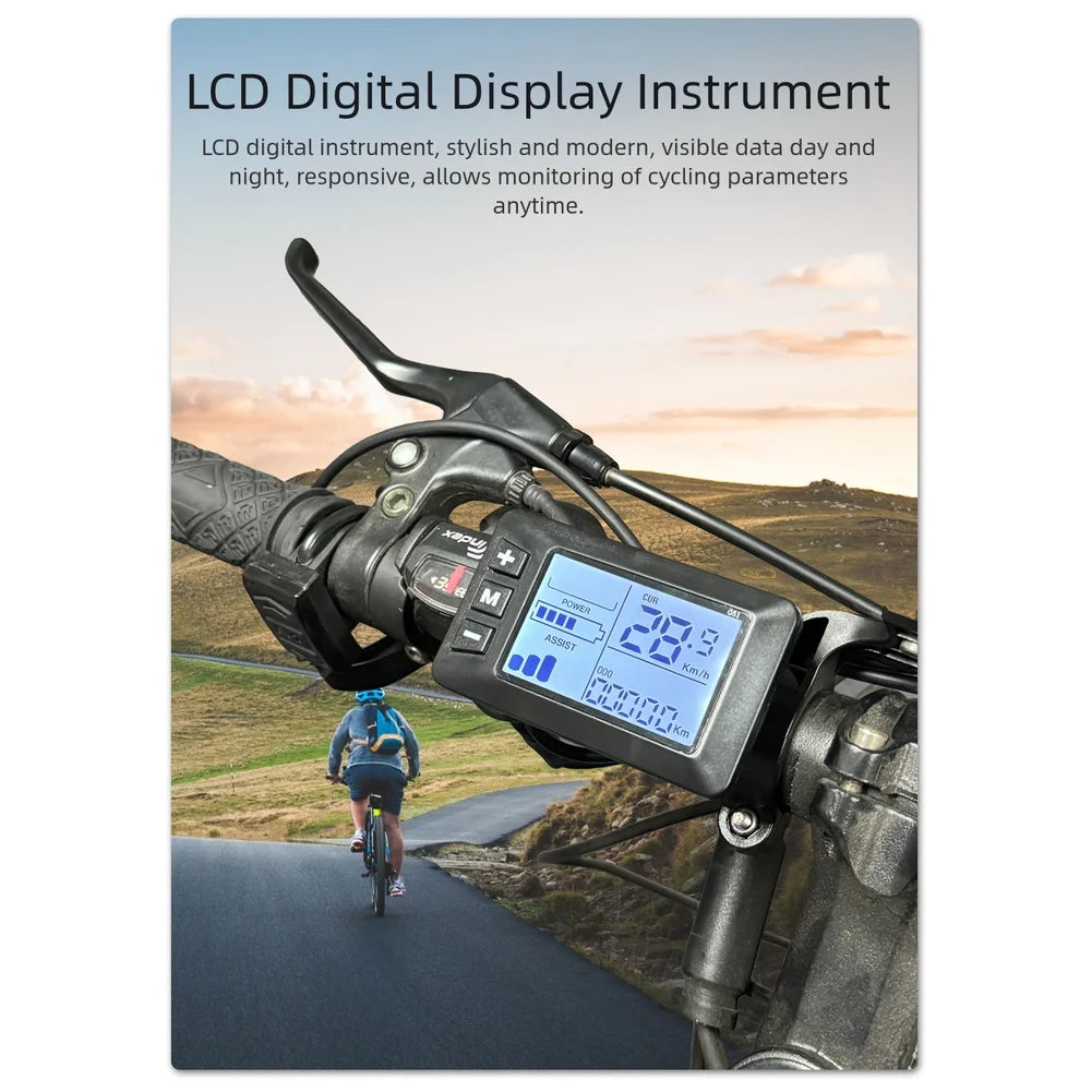 For Electric Bike Scooter Speedometer for G51 with 5 Core Waterproof Connector and LCD Display for 24V 36V 48V Vehicles Quake