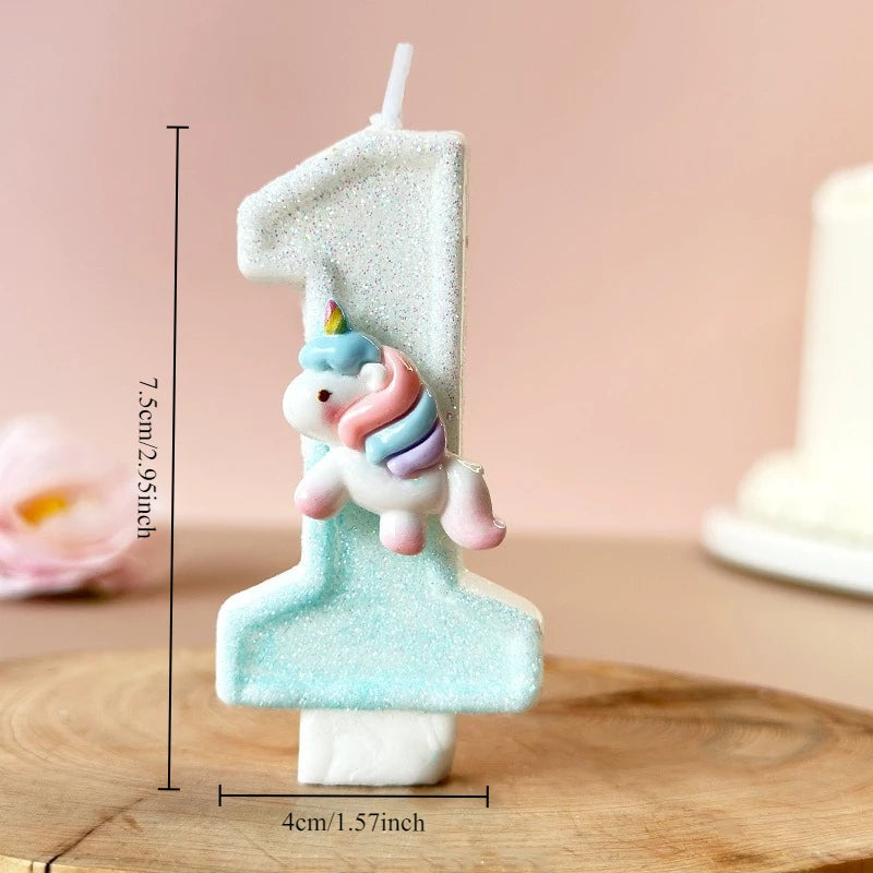Cartoon Unicorn Digital Candle Birthday Candle Party Festival Cake Decoration Atmosphere Props Quake B