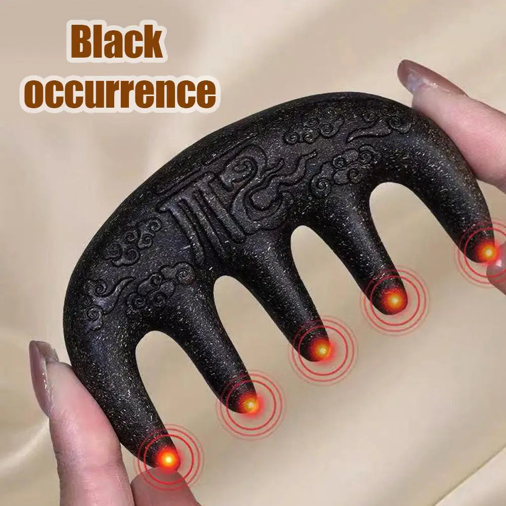 Polygonum Multiflorum Massage Comb Natural Handmade Five-tooth Meridians Scalp Massager Wide Tooth Comb Head Scraping Massage Quake