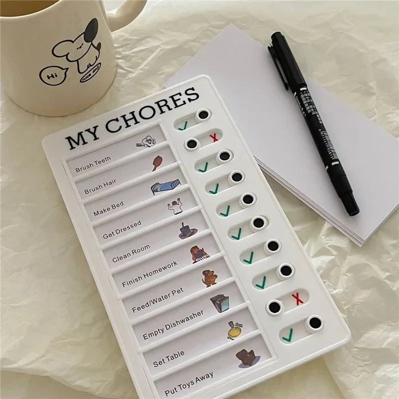Reusable My Chores Checklist Daily Planner Memo Plastic Board Chore Chart Responsibility Behavior for Kid Self-discipline Card Quake