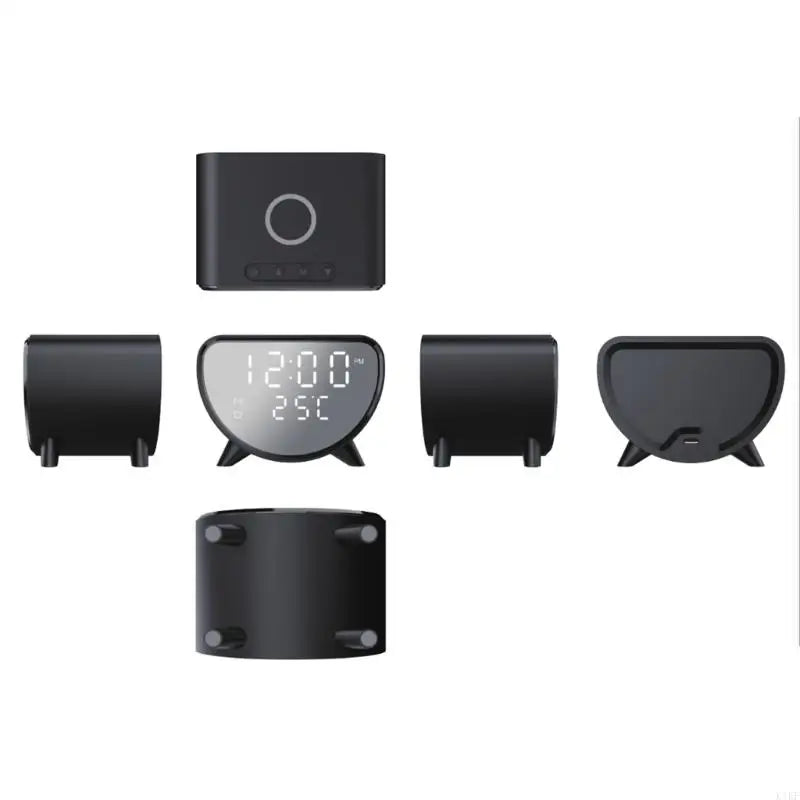 Desktop Wireless Charging Alarm Clock with LED Screen, Alarm Function and Temperature Reading for Daily K1KF Quake