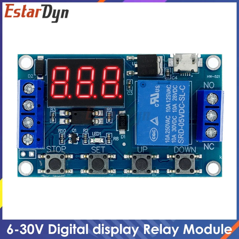 6-30V Relay Module Switch Trigger Time Delay Circuit Timer Cycle Adjustable Trigger OFF / ON Switch Timing Cycle for Quake Default Title
