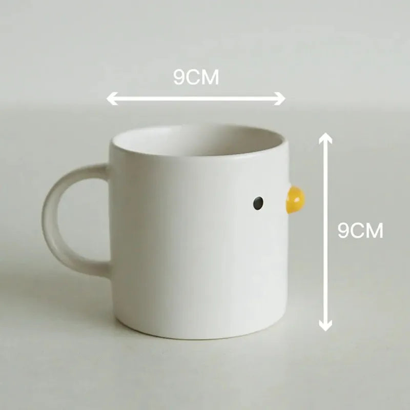 400ML Ceramic Cup with Handle Cartoon Chicken Shaped Water Cup Children's Cute Ceramic Coffee Cup Breakfast Milk Water Cup Quake