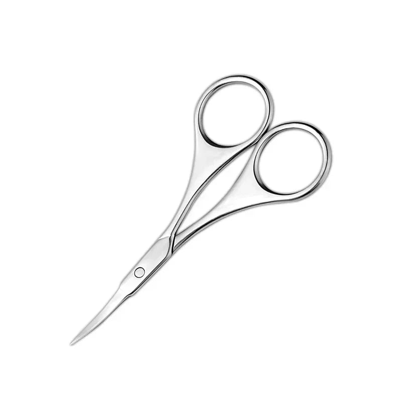 Round Tip For Nail Trimmer Cutter Straight Nose Hair Scissors EyebrowBeard Manicure Makeup Stainless Steel Tools Quake Silver Curved Tip