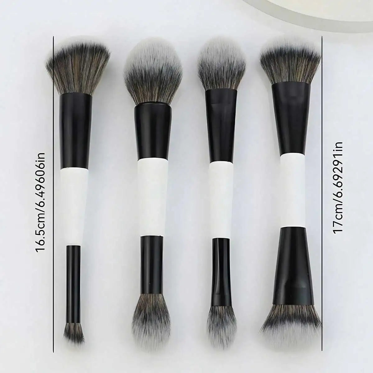 4pcs Double-Ended Makeup Brush Set. Multi-Functional Foundation, Blush, Powder, Highlighter, Contour And Concealer Brushes Quake