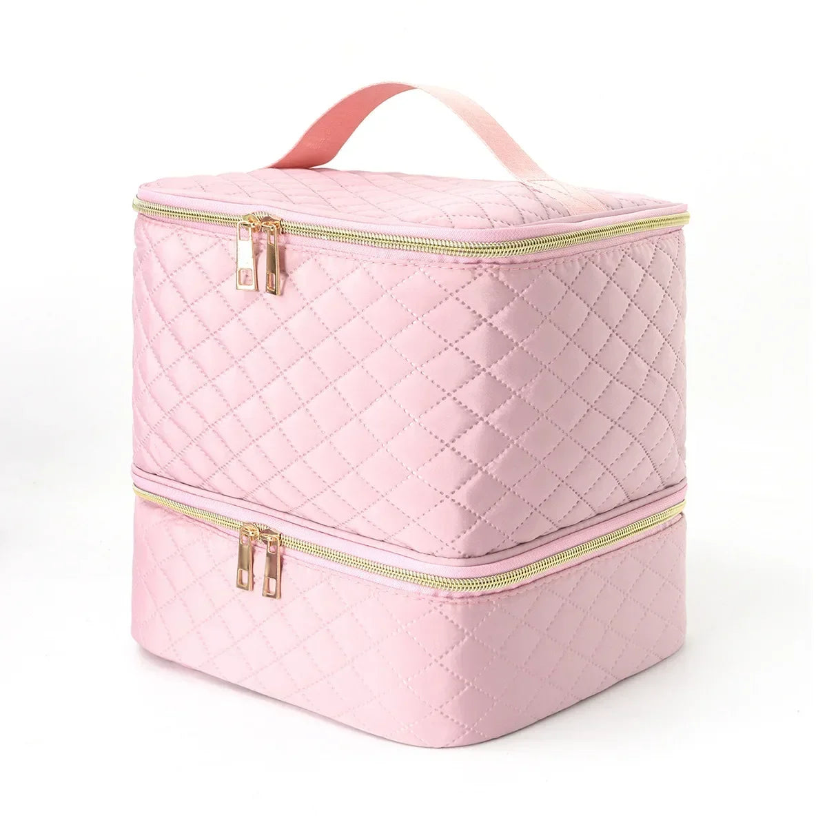 Meichoon Portable Sewing Storage Bag 30 Compartment Double Layer Organizer for Sewing Supplies DIY Craft for Tailors Crafters Quake Pink-F