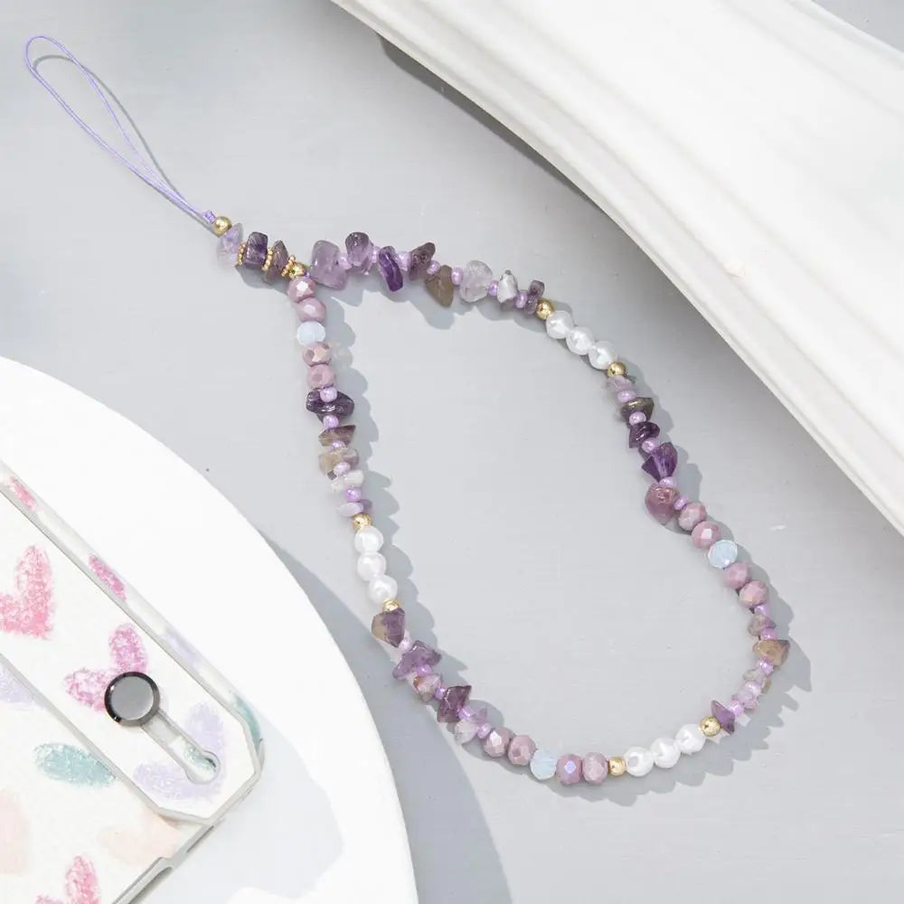 Fashion Jewelry Anti-Lost Beaded Keychain Hanging Cord Cellphone Strap Mobile Phone Chain Lanyard Mobile Phone Lanyard Quake