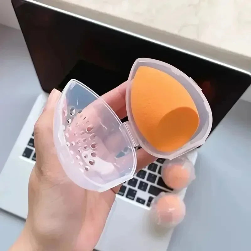 vvocci Egg-Shaped Plastic Makeup Sponge Holder with Drying Box - Portable Cosmetic Puff Organizer Stand Quake